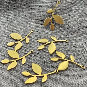 Raw Brass leaf Charms,Raw Brass leaf Filigree Earring Components,Jewelry Making, Diy Materia,Earring Connector,earrings findings