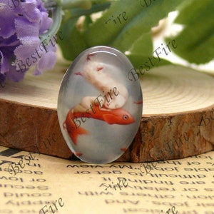 10x14mm,13x18mm,18x25mm,20x30mm,30x40mm Oval Glass Cabochons Cartoon fish girl, jewelry Cabochons finding beads,cabochons--19