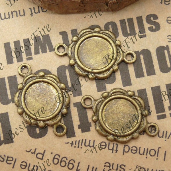 10pcs Antique Brass Round Cabochon Base 16x23mm (Cabochon Size:10mm),Blank Cabochon Base,Pendant Findings