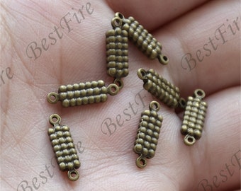 20 pcs Bronze Tone Brass Rectangle Jewelry Connectors, Earring Filigree Findings (5x14mm)