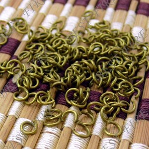 400 unidades de argola aberta em tom bronze 6 mm