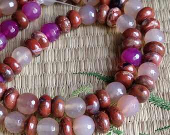 Faceted Round Agate Bead Strand, Abacus Gemstone Beads (16.5 inch)