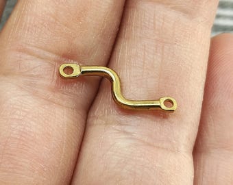 Raw Brass Wavy Stick Connector – Earring Dangle Finding (1.5x18 mm)