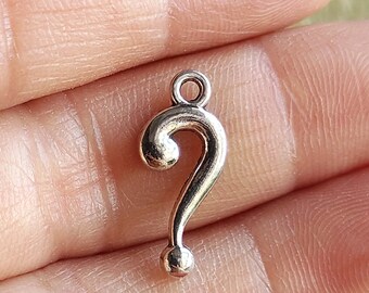 Silver Tone Question Mark Charm, Metal Alloy Pendant (8x18mm)