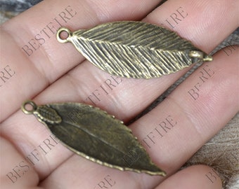 Leaf Connector Charms Antique Bronze Tone ,pendant beads,Double on Branch Connectors,jewelry findings