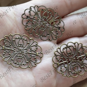 Antique Brass Filigree Jewelry Connectors Setting,Connector Findings,Filigree Findings,Flower Filigree