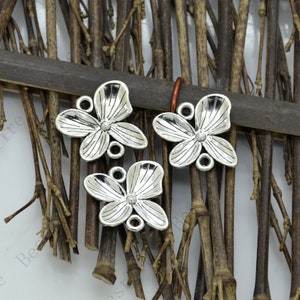 Silver tone butterfly Flower Connector findings,metal finding,pendant beads,two holes Charms,Connectors findings beads,beads findings