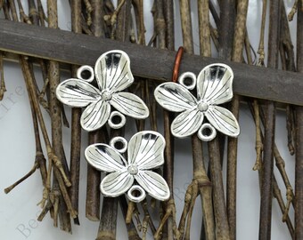 Silver tone butterfly Flower Connector findings,metal finding,pendant beads,two holes Charms,Connectors findings beads,beads findings