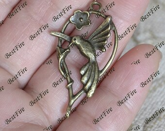 12 pcs 20x35mm bronze tone hummingbird Pendant Charm, hummingbird metal finding,findings beads, Pendant Findings Charms Fingdings pendant