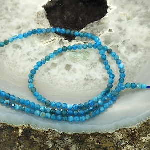 AA Faceted Round Beads Natural Blue Apatite Gemstone Beads,Apatite Faceted Beads,Natural Spacer Apatite Spacer Beads for Diy Jewelry Making