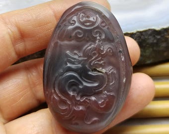 Natural Carved Dragon Jade pendant Amulet Talisman