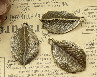 12PCS Of 20x35MM Bronze tone Charm Pendant,metal finding,pendant beads,jewelry findings,leaf,Bracelet Connectors