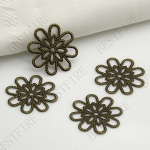 18mm Bronze Tone Brass flower Filigree Jewelry Connectors Setting,Connector Findings,Filigree Findings,Flower Filigree