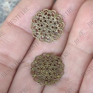 15mm Bronze Tone flower Filigree Jewelry Connectors Setting,Connector Findings,Filigree Findings,Flower Filigree
