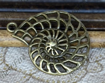 Bronze Tone Sea Snail Charm Pendant, Jewelry Findings (28x35MM)