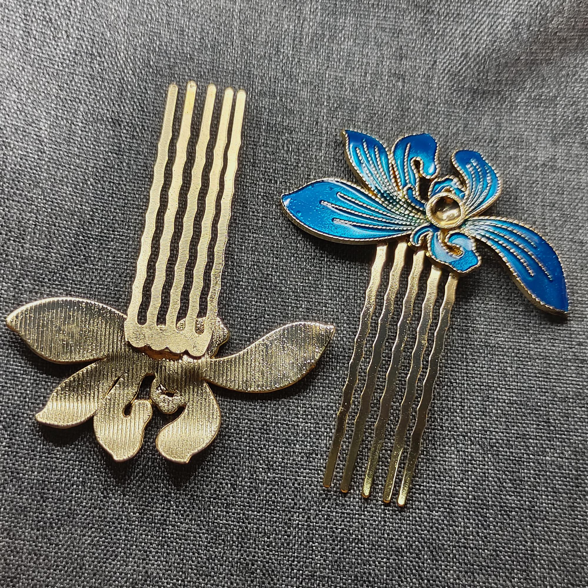 5 Pcs Enamel Blue Flower Hairpin, Hair Accessories, Hair  display picture 3