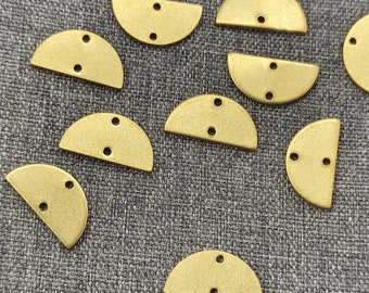 Raw Brass Semicircle Charms – Two Hole Connector Findings (8 x 15.27 mm)