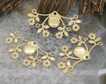 25x47 mm Raw Brass flower Filigree Jewelry Connectors Setting,Connector Findings,Filigree Findings,Flower Filigree,filigree stamping