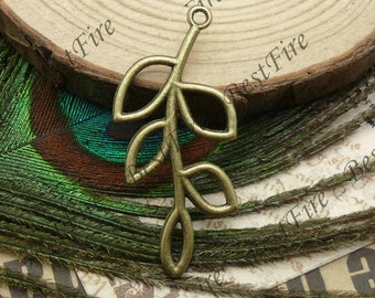 Bronze Tone Charm Olive Branch Fittings, lovely flower Charms Pendant ,jewelry finding 19x41mm