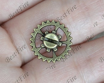 20 PCS de 15 MM Bronce Tono hermoso engranaje, colgante de encanto, hallazgo de metal, cuentas colgantes, hallazgos de joyas