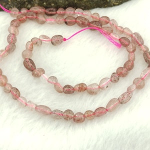 Rose Red Strawberry Quartz nugget Beads,  A Genuine Natural Gemstone Stone Beads for DIY Jewelry Making