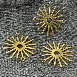 Raw Brass Sun Connector with 2 Hole - Raw Brass sun Connector Charms - Earring Charms Connector,earrings dangle findings