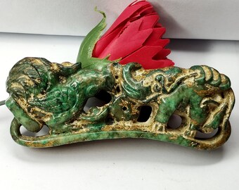 3D Carved  Rooster elephant Jade Pendant, Carved 3D Chicken elephant jade pendant