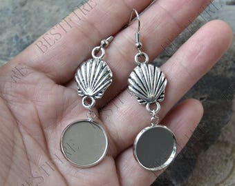 Silver Tone Shell Earring Hooks with Round Pad (3 Pairs)