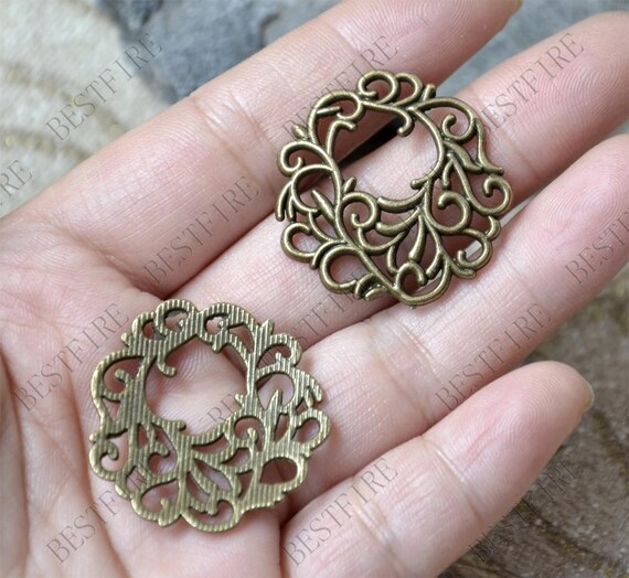 Bronze tone Filigree Jewelry Connectors Setting,Connector Finding,Filigree  Findings,Flower Filigree