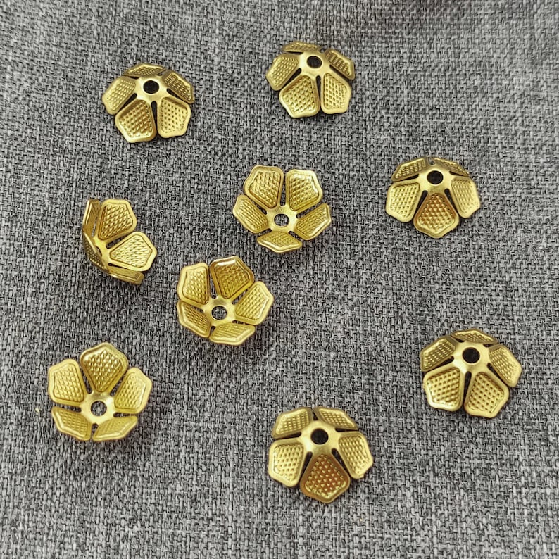 11.5 mm Raw Brass flower beads cap,Spacer Bead Caps , Connector Finding,Flower Findings,Earring Connector,filigree stamping image 1