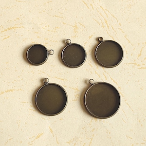12mm,14mm,16mm,18mm,20mm.25mm Bronze Tone round Cabochon  pendant tray ,Pendant base findings,blank pendant base,Connectors Findings