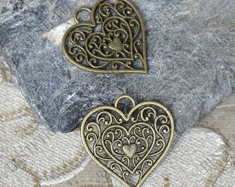 Heart flower Charms bronze Tone heart Charm,Charms Findings pendant,jewelry pendant finding