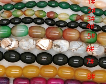 Green agate stone bead,Rice agate Beads,gemstone Rice Agate Bead,Natural Agate Bead,black agate Rice beads Full strand