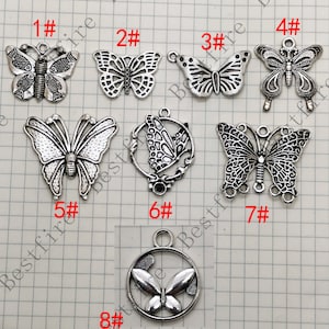 Butterfly pendant charm silver tone, butterfly pendant charms Findings
