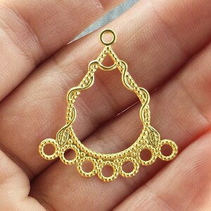 Raw Brass Circle Filigree Charms - Raw Brass flower Earring Components, flower Charm Filigree Findings,Earring Findings - Jewelry Supplies