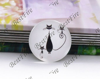 Sketch Cats Glass Cabochons, Jewelry Making, 10mm-30mm
