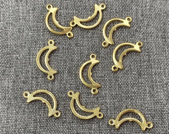 Messing Mond Verbinder - Baumeln Ohrring Charms, Schmuck Zubehör (16 x 8 mm)