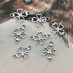 Silver Tone Clover flower Connector,Clover flower connector charms findings, jewelry findings,Starfish Connector ,two holes Charms