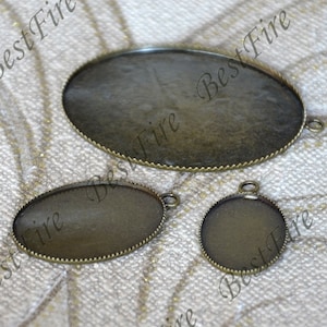 13x18mm.18x25mm,30x40mm Bronze tone oval Cabochon Pendant Base ,Pendant base findings, pendant base,Connectors Findings