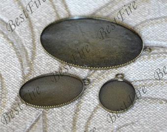13x18mm.18x25mm,30x40mm Bronze tone oval Cabochon Pendant Base ,Pendant base findings, pendant base,Connectors Findings