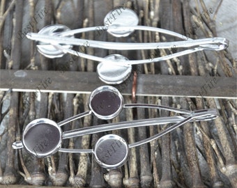 6 Stück Charm Neustil Platinfarbene Bobby Pins Filigrane Haarnadel 12mm Runde Lünettenfassung, Haarnadel findend, Stirnband findend