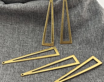 10 pcs Raw Brass triangle Shaped earring Charm,Geometry Charm,Jewelry Making,Diy Materia,Jewelry Supplies,Earring Connector,earrings finding