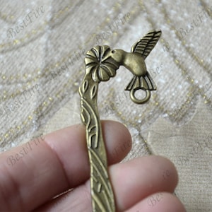 Bronze TONE birds flower metal Bookmark , Antique bronze tone flower metal Bookmark