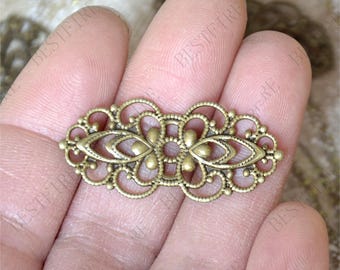 15 * 33mm Bronze Tone Fleur de laiton Filigree Connecteurs de bijoux Cadre, Découvertes de connecteur, Découvertes de filigrane, Fleur Filigree