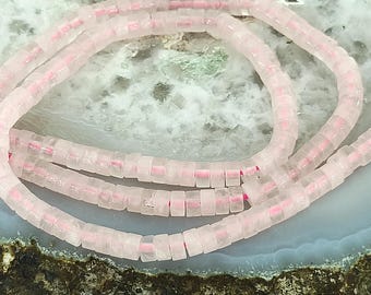 Natural Rose Quartz HeiShi Beads, Rondelle Crystal Gemstone, DIY Necklace (15.3 inch)