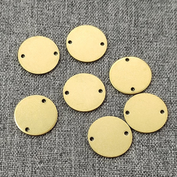 Raw Brass round Coins Shaped Charms With 2 Holes Connectors - Raw Brass  Connector Charms - Earring Charms Connector,earrings dangle finding