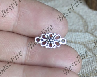 20 PCS Of 8x16MM Silver tone flower Couple Connectors Charms Pendant,pendant beads,Double on Branch Connectors,jewelry findings