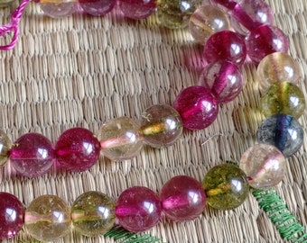 Multicolor Tourmaline Glass Beads, 8mm Full Strand