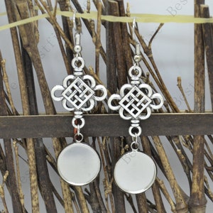 New style flower Silver Tone Earwires Hook With Round Cabochon Pad, earring bezel,Earrings hook,earring finding