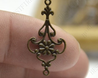 15*28mm bronze Tone Brass flower Filigree Jewelry Connectors Setting,Connector Findings,Filigree Findings,Flower Filigree